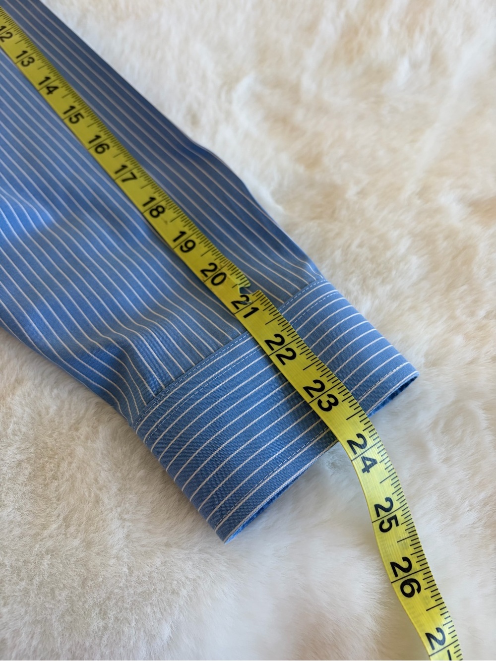 L.L. Bean Wrinkle Free Blue and White Striped Button Down Shirt | MP - Picture 10 of 11